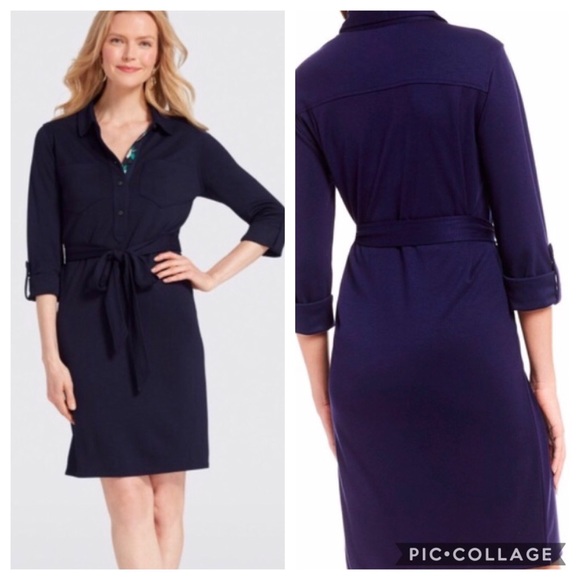 🎉Host Pick🎉Draper James Navy Blue Shirt Dress. - Picture 2 of 6